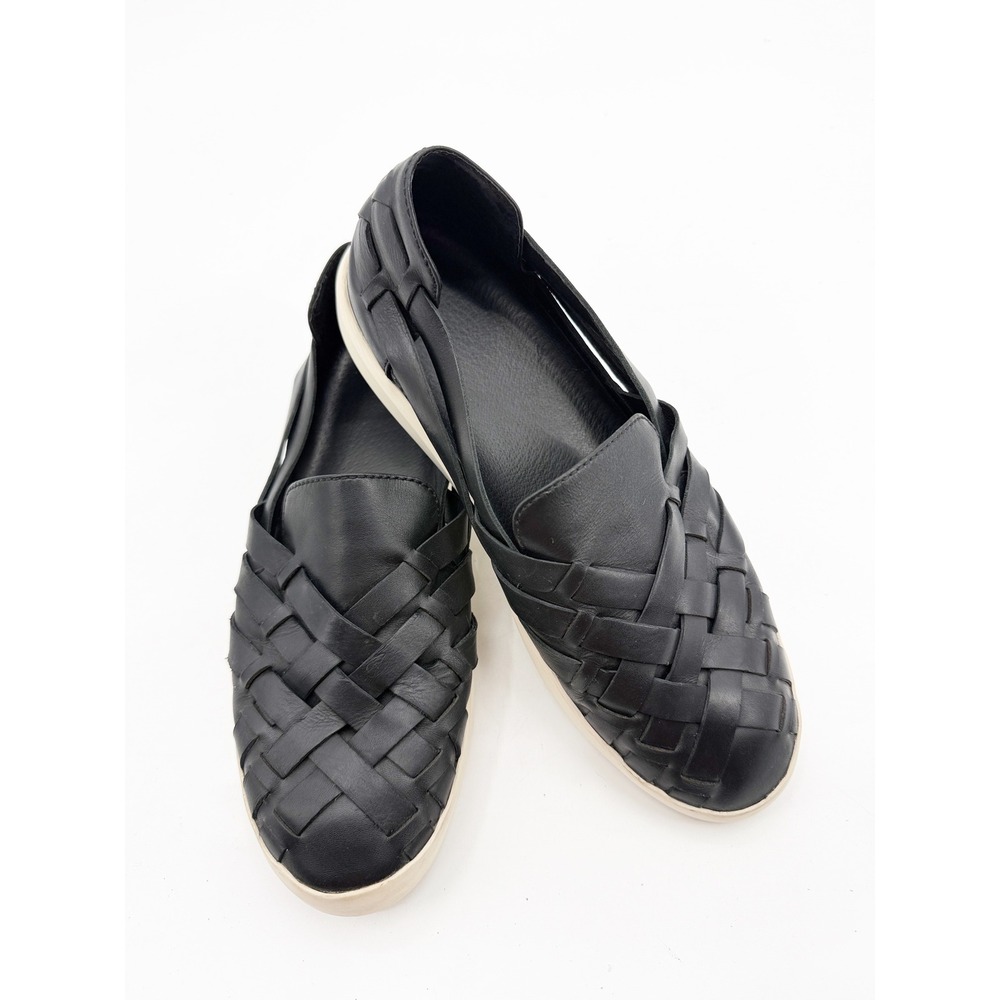 Frye Brea Huarache Black Leather Woven Slip On Sneakers 3479157-BLK womens 10M